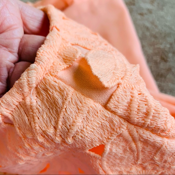 Tea & Cup Peach Sheer Mesh Lace Appliqué Romper S - Picture 9 of 13